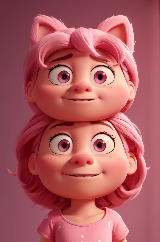 Photo of a pink cartoon character with a scared face