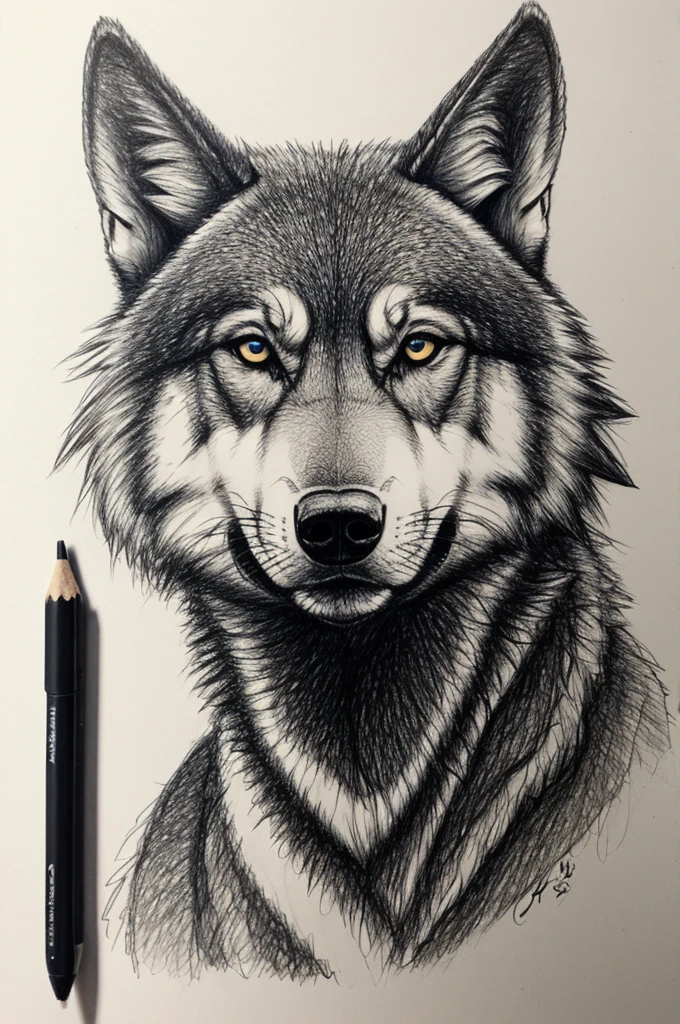 A drawing of the rapper "Mental Reality" as if it were a wolf, 2-D drawing