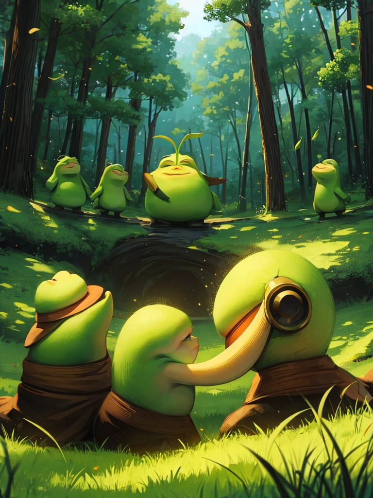multiple shreks fighting in the forest