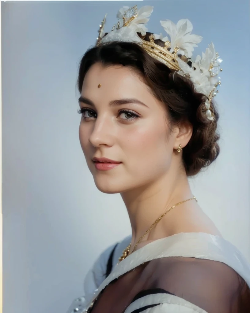 A realistis lady diana face wear a gold crown,ultra hd 8k