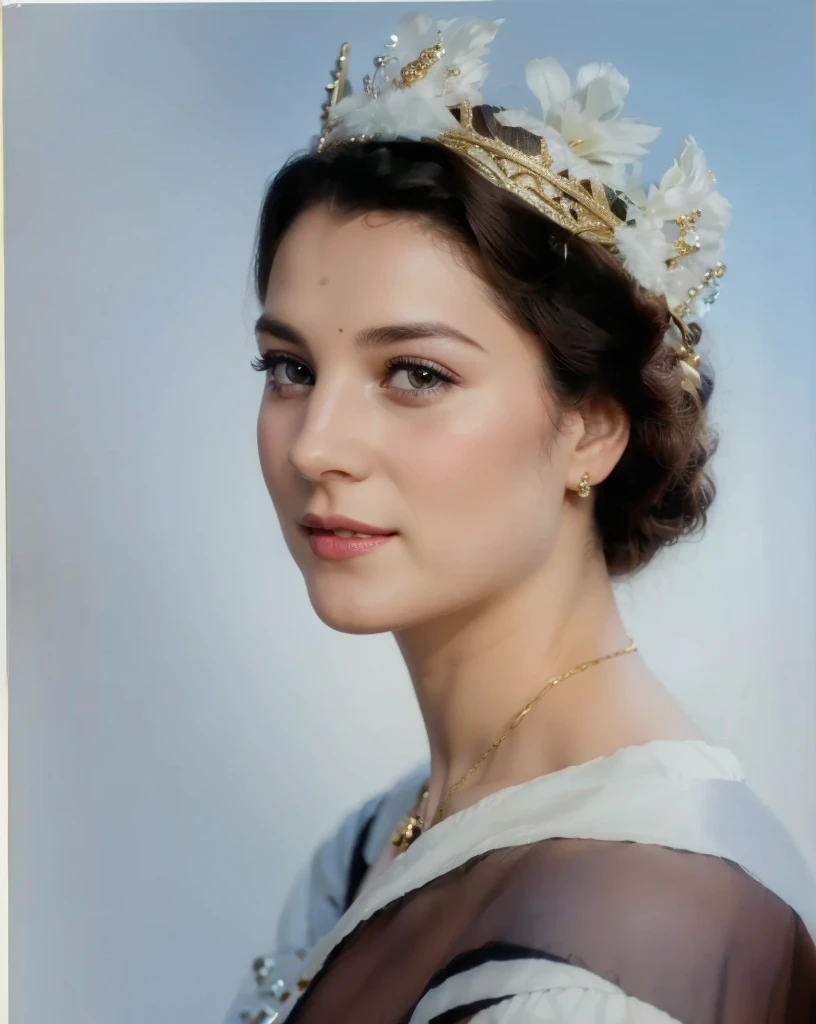 A realistis lady diana face wear a gold crown,ultra hd 8k