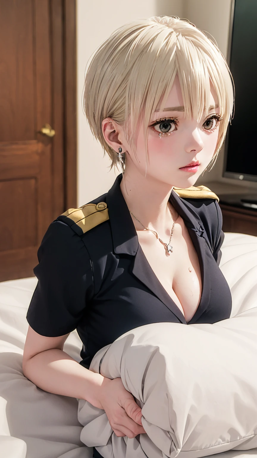 military complex,ukrainian girl , Ukrainian anime girls , , Ukraine ,  Full body composition of young girl with messy bright blonde hair, eye make up, 13 year old,  Soft lighting, Solo,, badges, Pose, Blotch color, Octane Render, Hyperrealistic intricate detail, Cinematic, 8K resolution, 70mm, Accent Lighting, Global Illumination, Full body portrait, clean detailed faces, poneyTail,Cute face,, Slim legs,In military beds,Nothing is worn,Chest exposed,Ask for a kiss on camera,sleep,fullnude,embarassed face,Shy face,fullnude,opening legs,