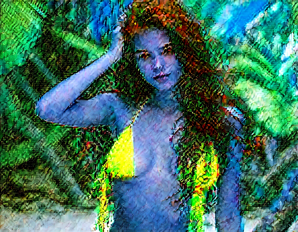 a sexy age girl with thin very long dark brown hair in disheveled style, touching his hair with his hands, with the face uncovered and with a sensual look, She is in a tropical environment with a turquoise bikini and her breasts are medium and stand out., posing at the camera for social network profile photo, very atractive