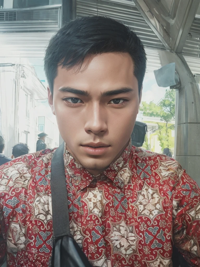 (best-quality:0.8),, (best-quality:0.8), perfect anime illustration, extreme closeup portrait of a good looking you boy walking through the city