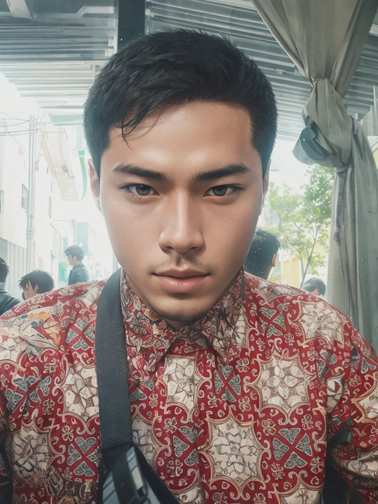 (best-quality:0.8),, (best-quality:0.8), perfect anime illustration, extreme closeup portrait of a good looking you boy walking through the city