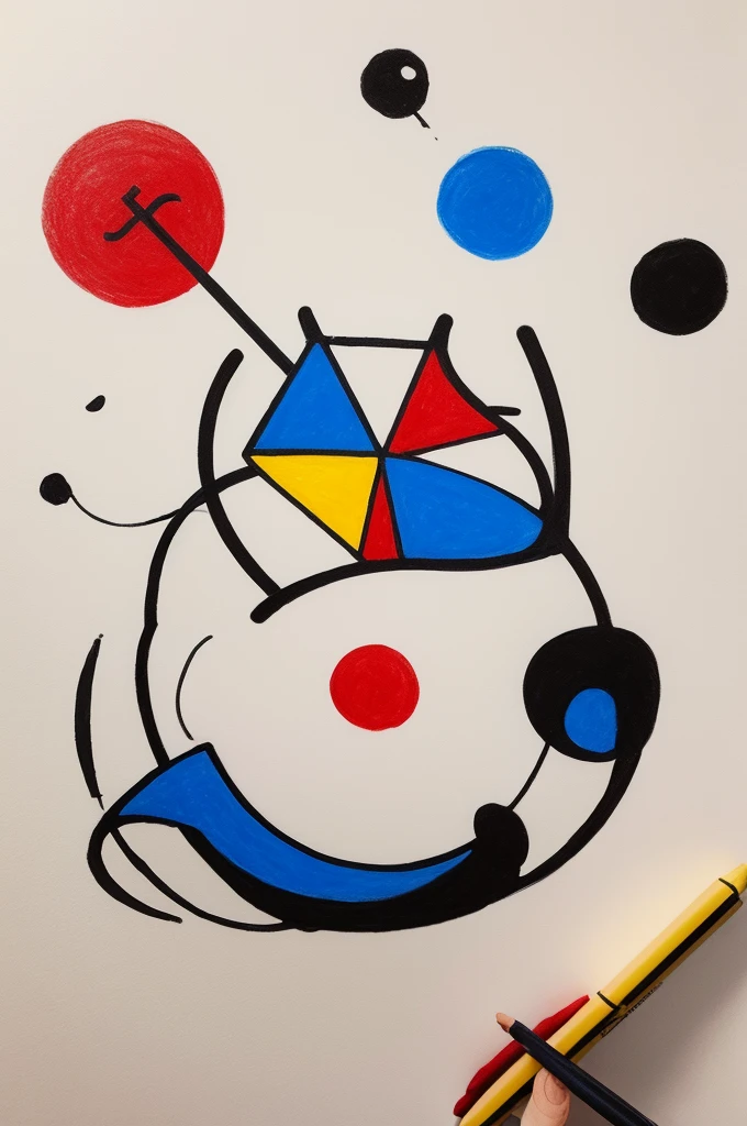 Create a very simple to reproduce drawing based on the artist Joan Miró