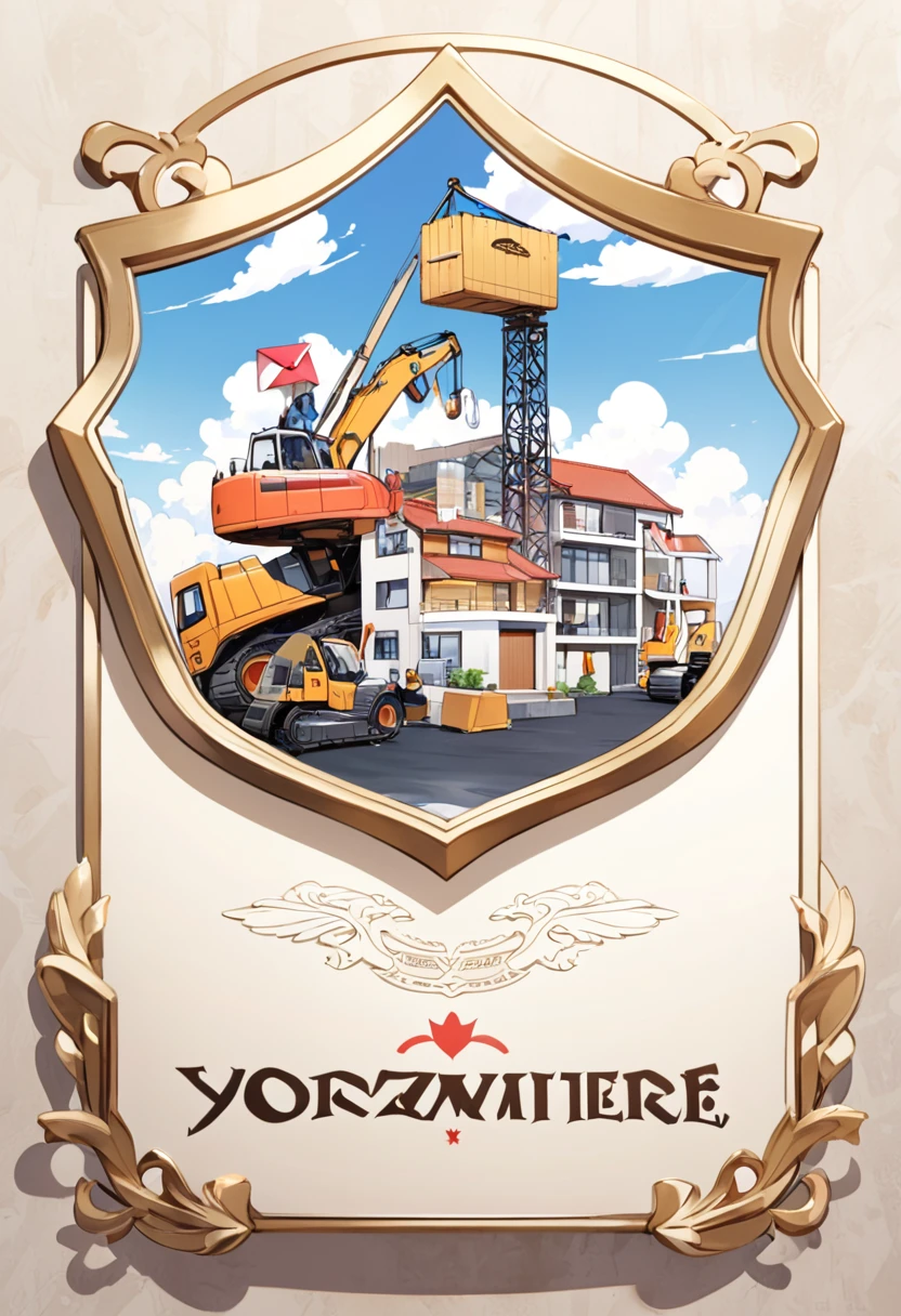Cool emblem of construction company YOROZU HOME
Make sure to put the letter "YOROZU HOME" somewhere on the emblem.
The background is white