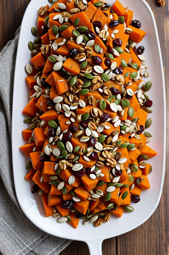 Whole carrots pumpkin seeds cranberries and walnuts 