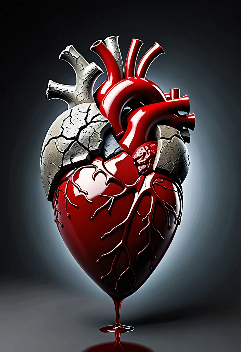 Human heart bleeding turning into stone 