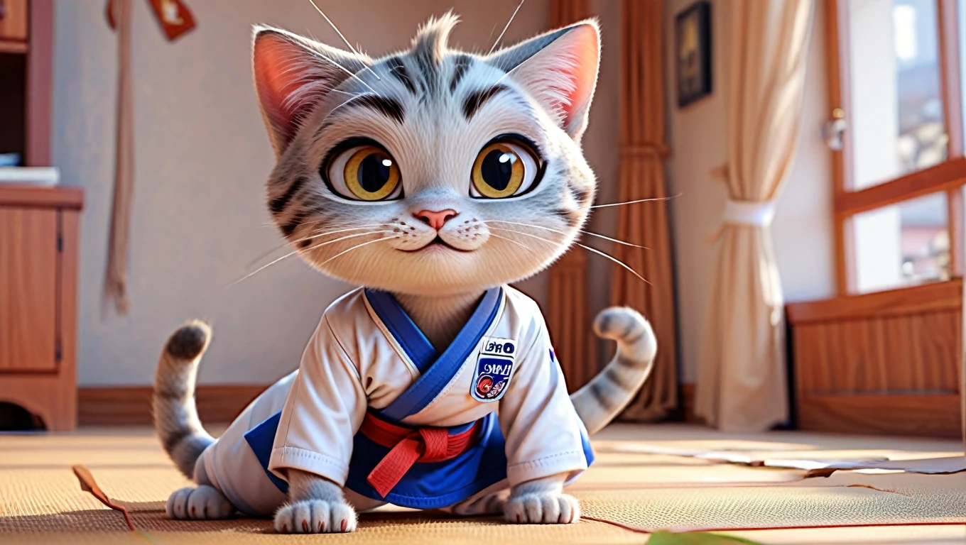 comics Cat, Adorable digital painting, Cat, cute Cat, comics, View your viewers, Cute eyes, hand, comics, Judo uniform,Wrestling Uniforms,