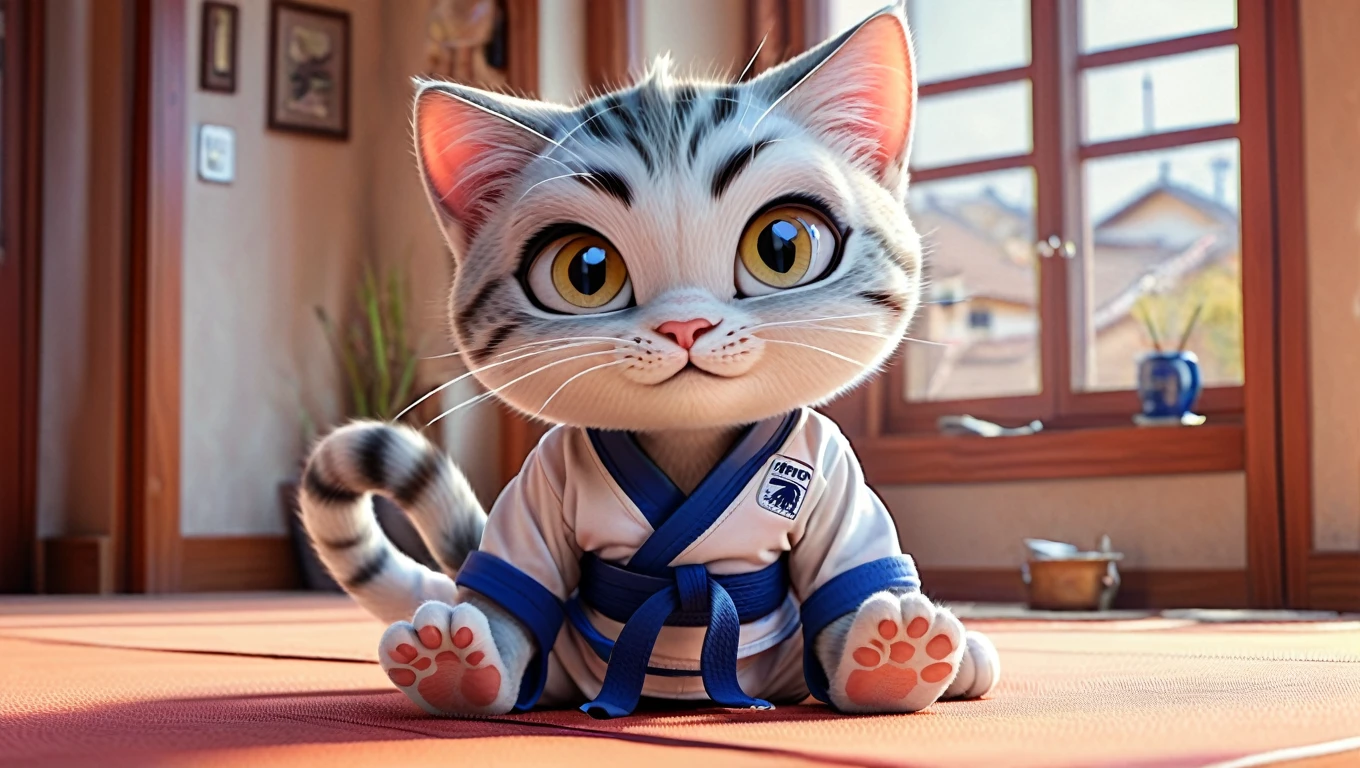 comics Cat, Adorable digital painting, Cat, cute Cat, comics, View your viewers, Cute eyes, hand, comics, Judo uniform,Wrestling Uniforms,