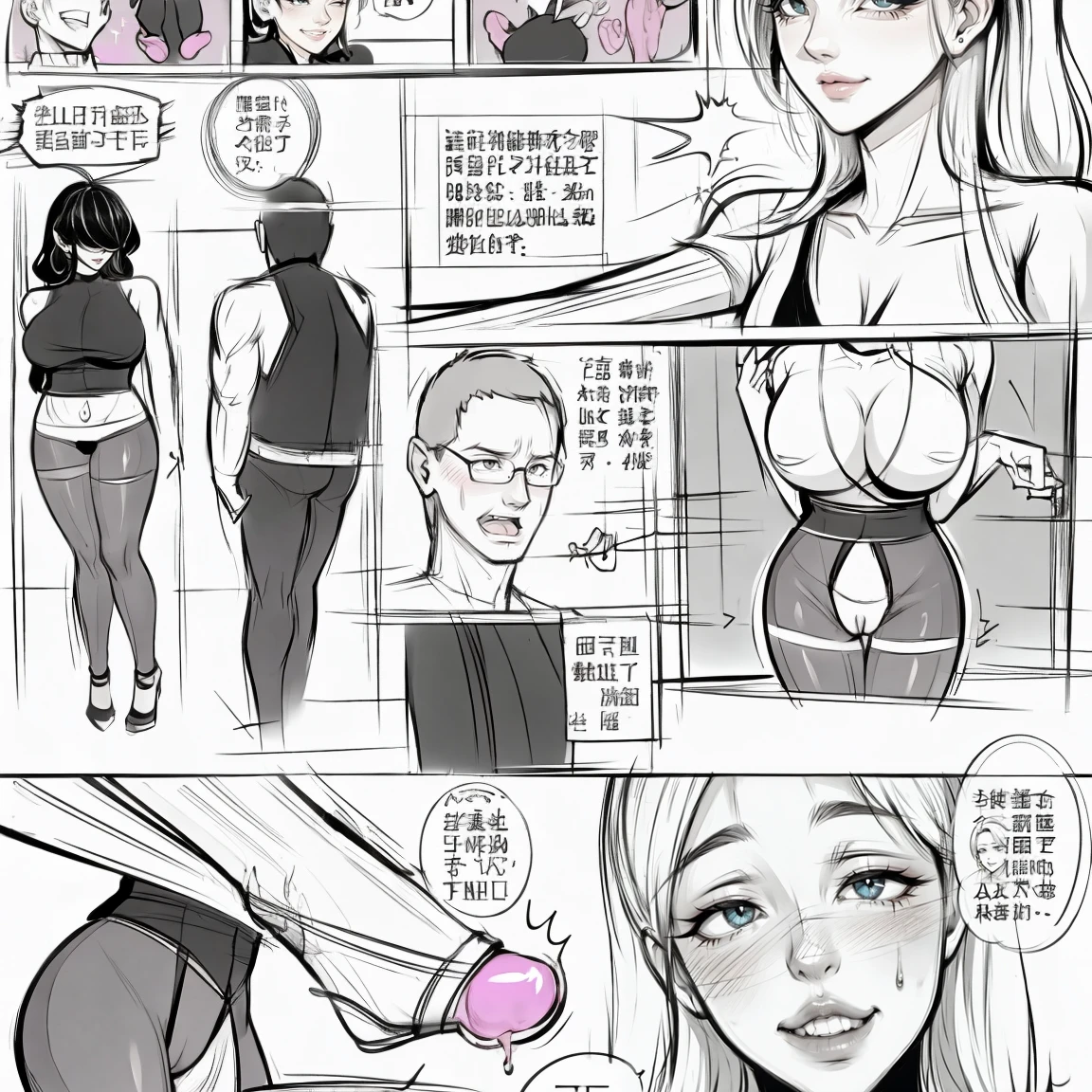 back view,((fcsttng , Stimulation)),dynamic pose,bondage male,sitting woman,anatomical correct,linedom,anatomical correct:2,cbt, bondage,insertion,Sexy, trampling,cameltoe,thin,(masterpiece, best quality:1.2), comic storyboard:2, leggings, sit astride, femdom,sounding,cbt,hold,smile,colorful,leggings,thin gap,cameltoe,insertion,trembling,juice,spray, Long hair,Lace top,Sexy, Shiny leggings, cleveage, trampling, saliva , Mucus,The beautiful girl in lace top and leggings is sitting astride a pile of skeletons in the center of the picture. She is holding a trembling sausage with juice squeezed out in her hand and smiling. There are multiple comic storyboards in the background,cbt, sausage bondage,sausage insertion,Sexy, trampling sausage with heel, thin gap:2,cameltoe:2,(masterpiece, best quality:1.2),1 beautiful girl,sexy,comic storyboard:2, leggings, sit astride, axially symmetrical:2, ,femdom,sounding,cbt,hold,smile,colorful,leggings,thin gap,cameltoe,insertion,trembling,juice,spray, Long hair,Lace top,Sexy, Shiny leggings, cleveage, trampling, in forest, saliva , Mucus