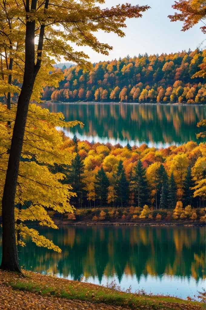 A autumn forest with a lake