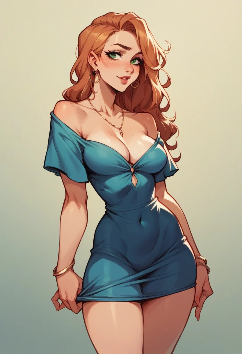 A sexy American girl wear a sexy dress