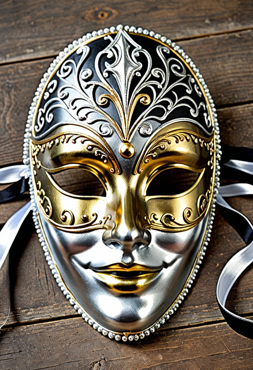 Gold and silver Venetian carnival mask 
