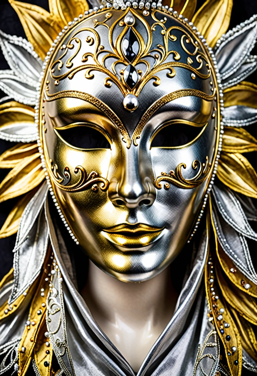 Gold and silver Venetian carnival mask 
