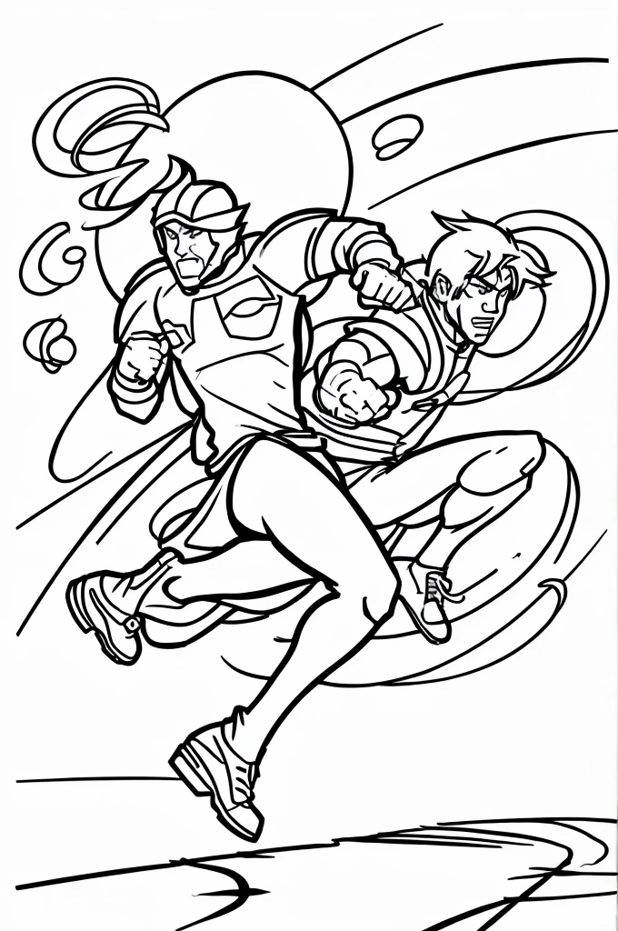 White doddle kicking, action, comic style, plain doodle draw