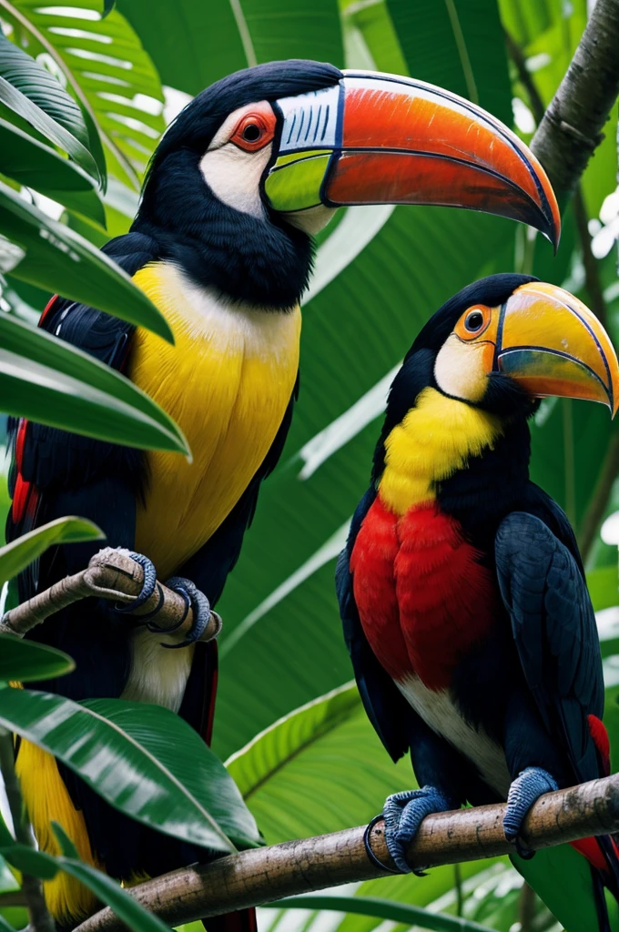 Illustrated image, Day, toucan, They, friends, sharing, jungle, harmony
