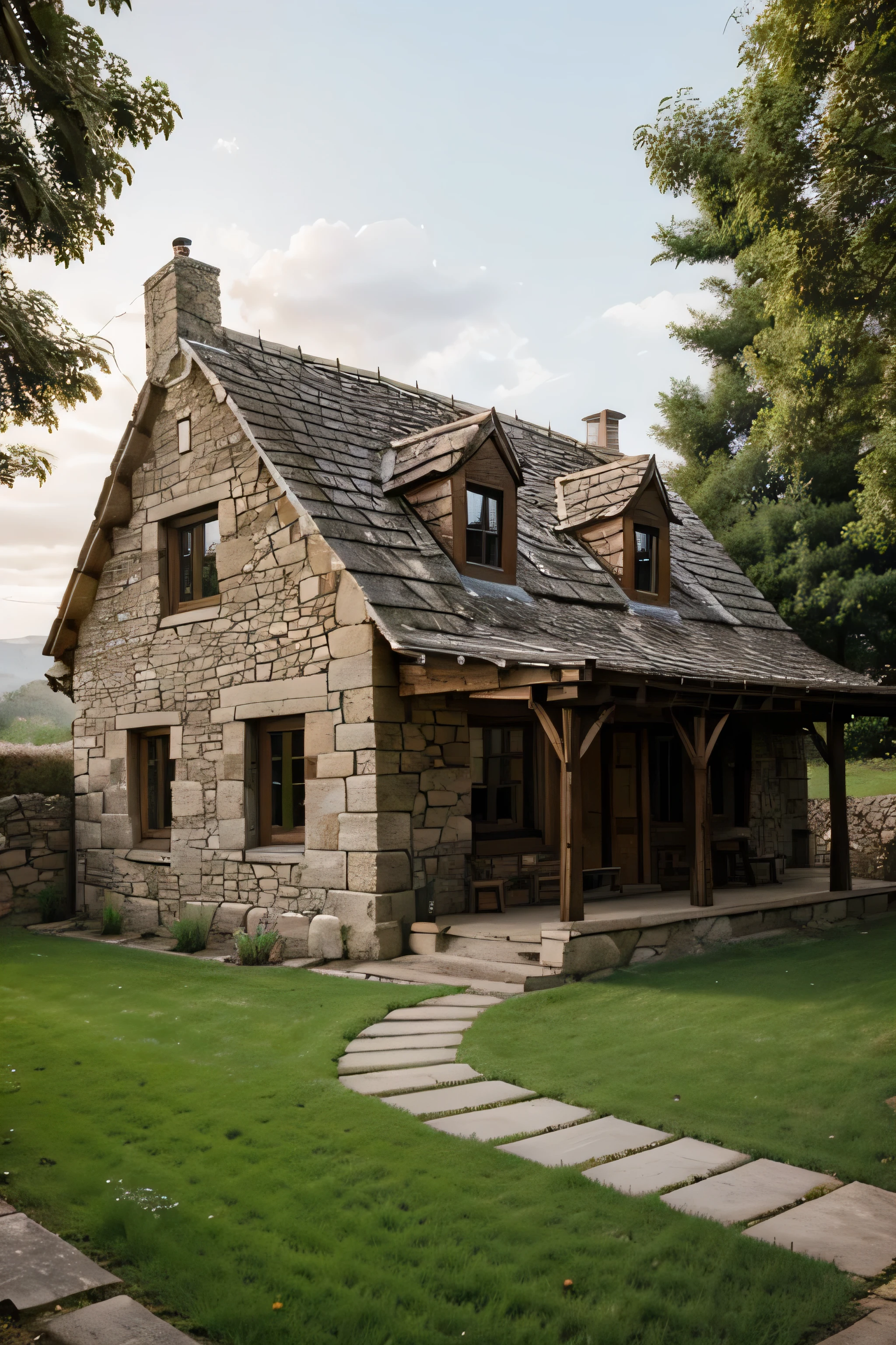 Prompt of old stone house