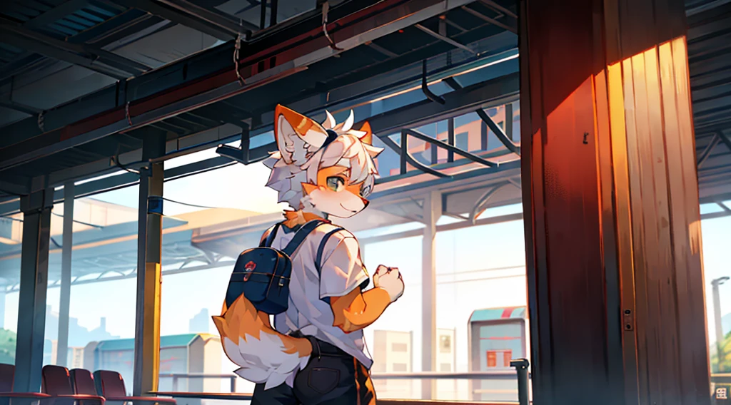 fox motif, boy, uniform,expensive,One person,Stand up on your own feet,expensive,Cityscape,expensive