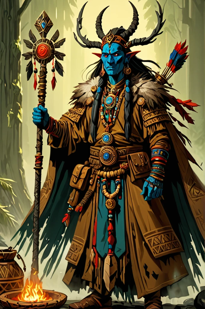 masterpiece, professional artwork, famous artwork, fantasy class, Shaman, 