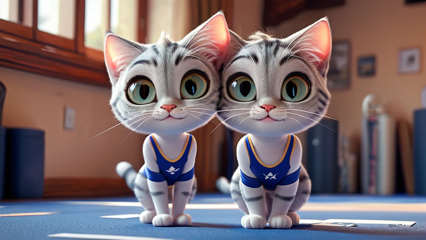 comics Cat, Adorable digital painting, Cat, cute Cat, comics, View your viewers, Cute eyes, hand, comics, Track and field uniforms，Gymnastics uniforms，
