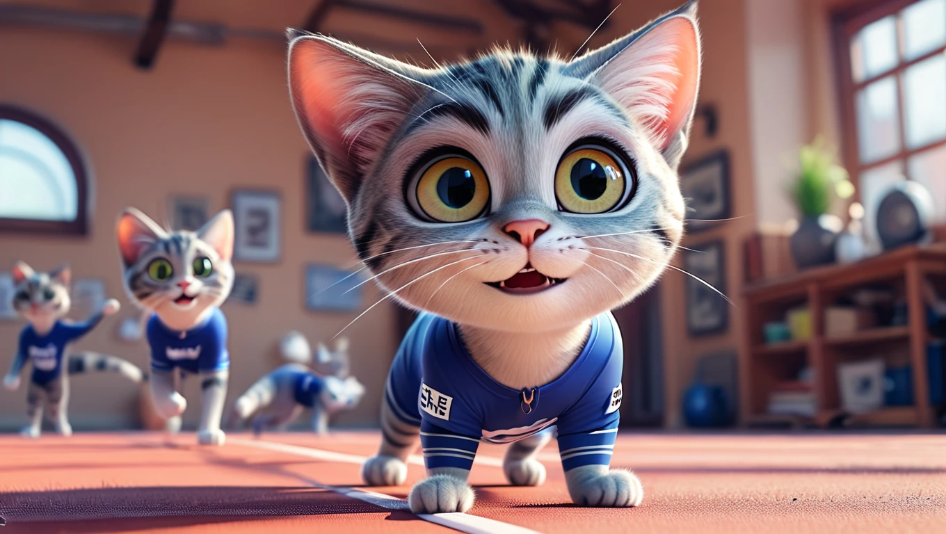 comics Cat, Adorable digital painting, Cat, cute Cat, comics, View your viewers, Cute eyes, hand, comics, Track and field uniforms,Gymnastics uniforms,