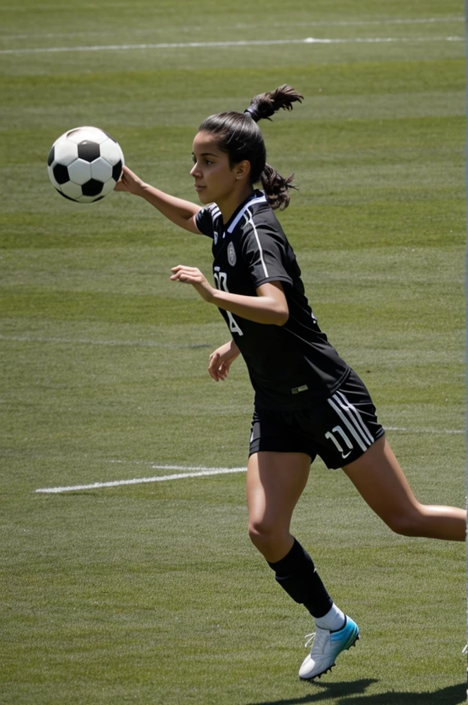 Silvana playing soccer with her hands