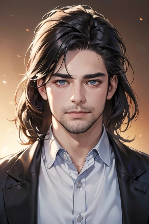 (best quality,4k,8k,highres,masterpiece:1.2),ultra-detailed,(realistic,photorealistic,photo-realistic:1.37),30 year old man,3 day beard,handsome anime,portraits,strong,masculine,dark hair,sharp jawline,mesmerizing eyes,perfectly styled hair,cool anime outfit,confident expression,vibrant colors,dynamic lighting, CEO and expression smile in love.
