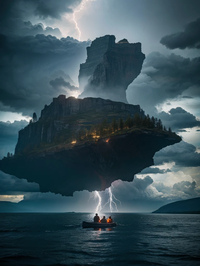 there is a person floating in a raft in the water, glacier national park, on a floating rock island, floating in water, in the middle of a lake, floating into the sky, on a lake, epic scenic shot, floating on the ocean, floating in mid - air, floating in the ocean, floating in air, breathtaking shot, floating in a powerful zen state, amazing lightning art, natural lightning, creepy lightning, amazing lightning, dramatic lightening, lightning creating life, crackling with lightning, epic lightning, colossal lightning, scary lightning, beautiful lightning, lightning strikes, exquisite lightning, insane lightning, national geographic photo”, thunderstorm and fire, lightning strike