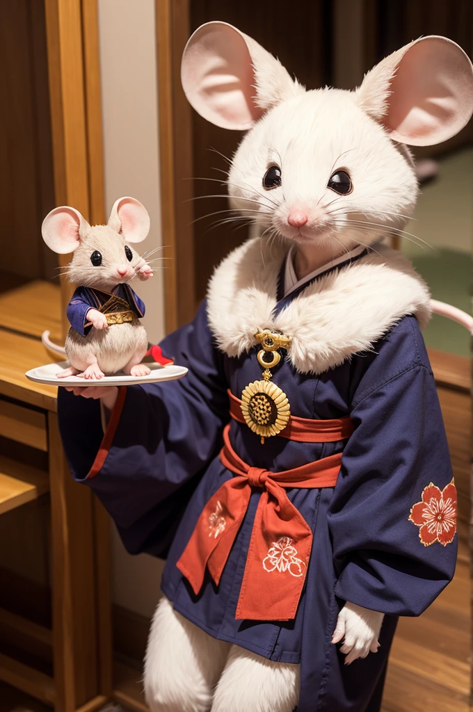Elder humanoid mouse with Japanese costume