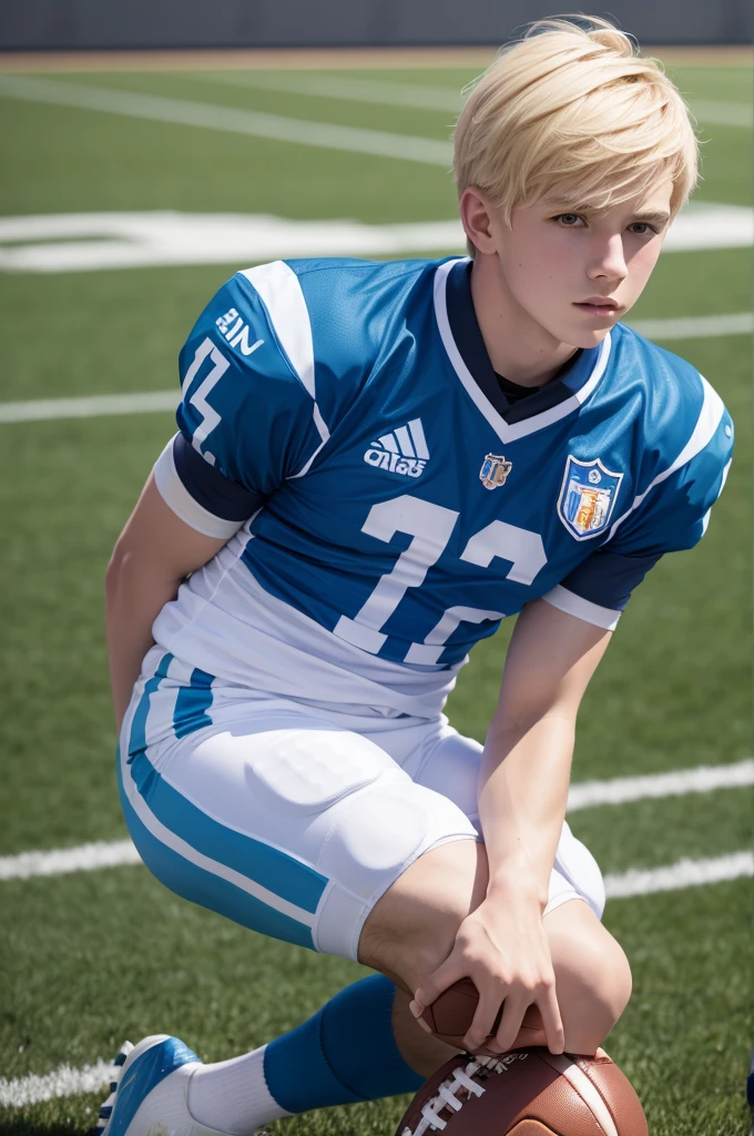 a blond boy, football player with San Marino uniform 
