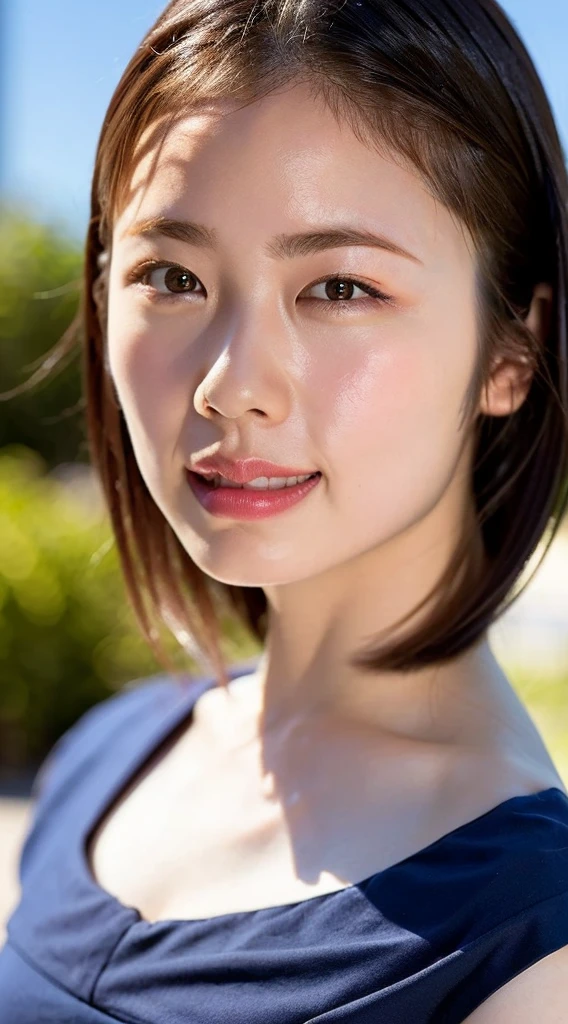 (8K, Raw photo, Best Quality, masterpiece:1.2), (Realistic, Photorealistic:1.37), Ultra-detailed, 1 girl,Cute, Solo,Beautiful detailed sky,Detailed Cafe,(nose blush),(lightsmile:1.1), small breasts,Beautiful detailed eyes,Pleated skirt,(Short hair:1.2),Floating hair、standing