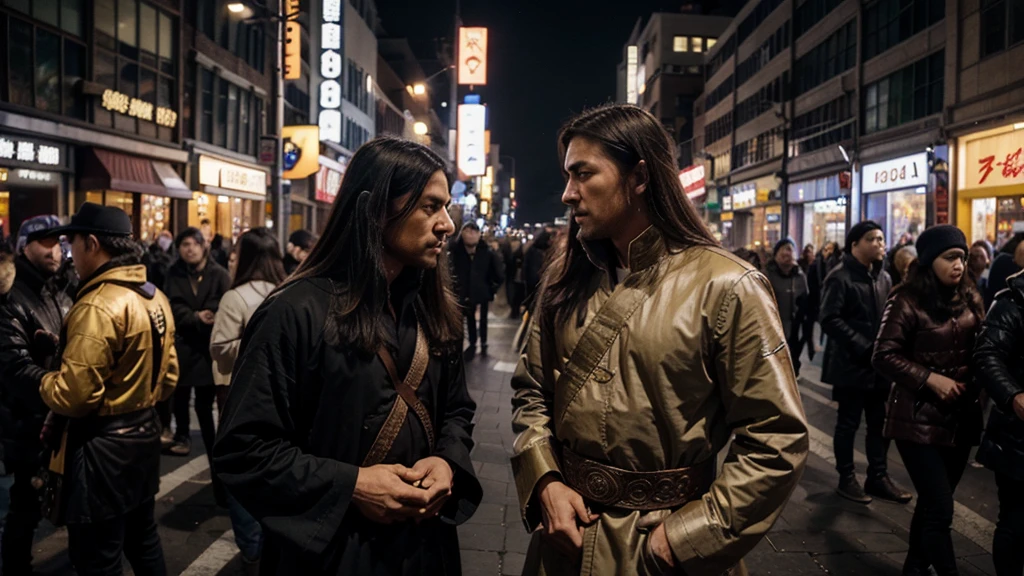 Under the dim yellow light, the man talks to a phantom of Cao Cao in ancient attire --sref https://cdn.gptbest.vip/mj/attachments/12408592294746197/1255021822622171188/cristobalkonope16311_Busy_city_streets_bustling_crowds_and_movi_91ac2042-9dc0-42d0-ac0d-1a6046e1d9d5.png?ex=667b9da7&is=667a4c27&hm=2386280004ee912db0a9163dad0f6e2d332fc8b6fdcce09dc516cf0b87908063&