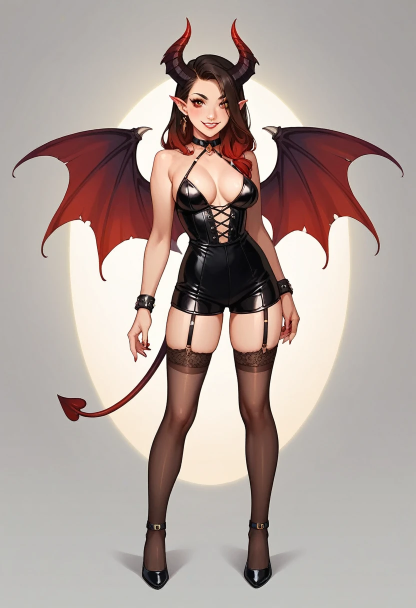 ( girl Full body :1.7) Succubus: A masterpiece of high quality and realism, this image showcases a cute and alluring succubus with big white legs and thin legs. With the addition of black blood demon wings, this full-body depiction is incredibly detailed and photorealistic. Every aspect of this artwork is carefully crafted, from the perfectly detailed face to the intricately rendered hand. It truly is a masterful piece that captures the essence of the succubus in stunning detail.
