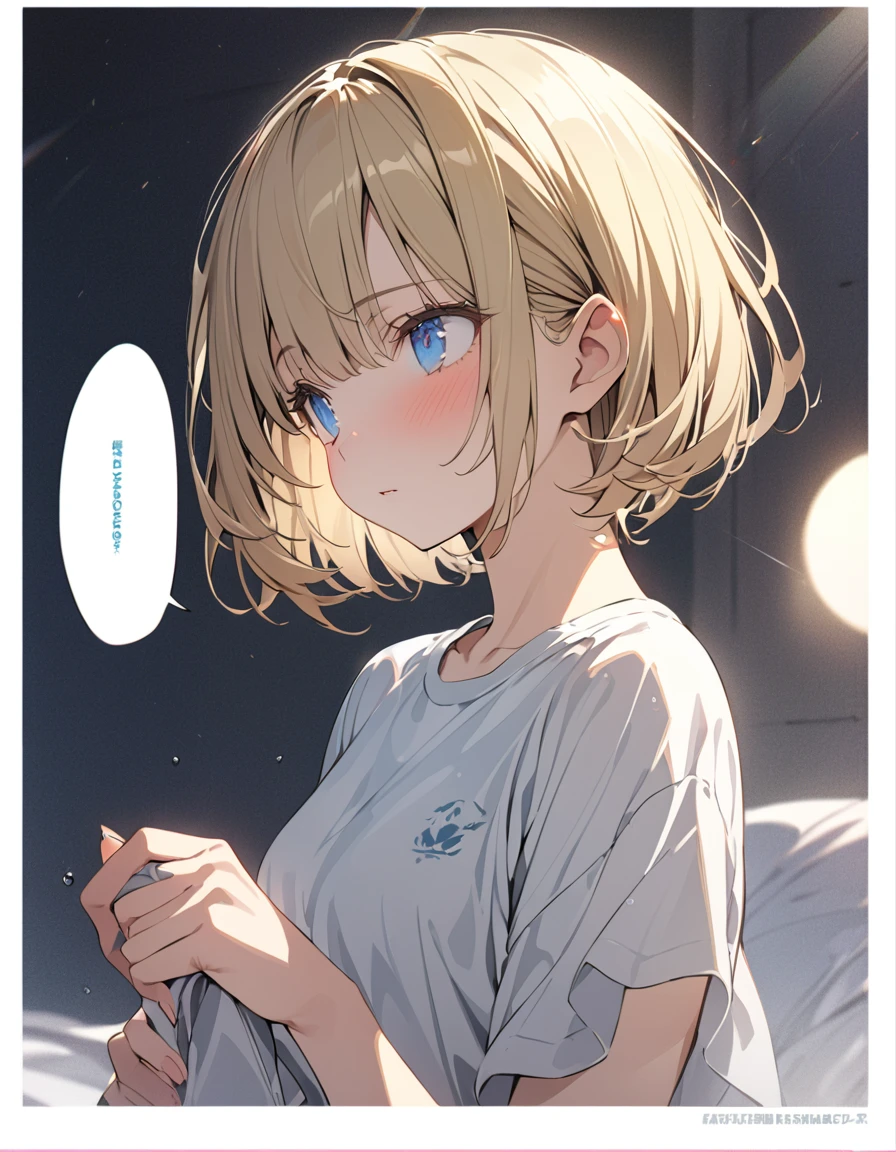 Super detailed description masterpiece blonde girl(Short Bob Hair:1.4),(blue eyes) Are you okay?