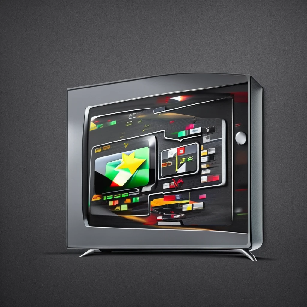 create a logo for a film and game review site, the logo consists of a broken TV with a control stuck in it, as if someone had played it, it has to be current and minimalist the TV must be square and old and the logo must be 3d, with a "street" style, no people please and minimalist