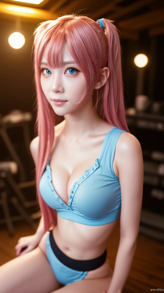 best quality, ultra high res, (photorealistic:1.4), 1girl,nice detailed eyes, heavy eye makeup, slim waist, blush, detailed eye makeup, puffy eyes, solo, perfect anatomy, (busty), (cleavage),(slender),(pink hair:1), (looking at viewer),(marine blue eyes),(smile),(happy),(pigtails),(long hair),nsfw,depth of field,detail face, shiny skin, nice detailed eyes, heavy eye makeup, slim waist, blush, detailed eye makeup, solo, perfect anatomy,(full shot body:1.4) photo of cute Chinese woman, wearing nothing, sitting _split leg,driving, big bike ,chopper motorcycle,retrofuturism, masterpiece, (photorealistic:1.4), best quality,beautiful lighting,stage,ray tracing, space background, ( very detailed background, detailed complex busy background : 1.4 ), sharp focus, volumetric fog, 8k uhd, dslr, high quality, film grain, photorealism, lomography , at ( forest ), view from below , translucency , (HDR:1.2),