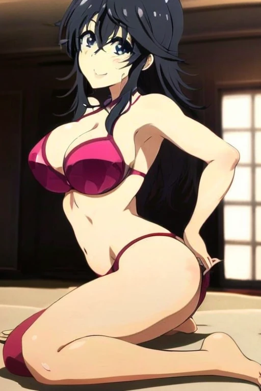 masterpiece, best quality, beautiful art, high resolution, well formed hands, body and fingers, 1 woman, solo, Ako Tamaki , grown up, adult, big breasted, cleavage, hair ornament, wearing a Tyris Flare outfit, full body, sexy and skimpy bikini, gorgeous legs and thighs , dancing seductively and erotically, turning backwards and forwards, showing her back and front, shaking her body, t -back, bikini thong, smiling joyfully, looking at the viewer, sweating , flirting, beach environment