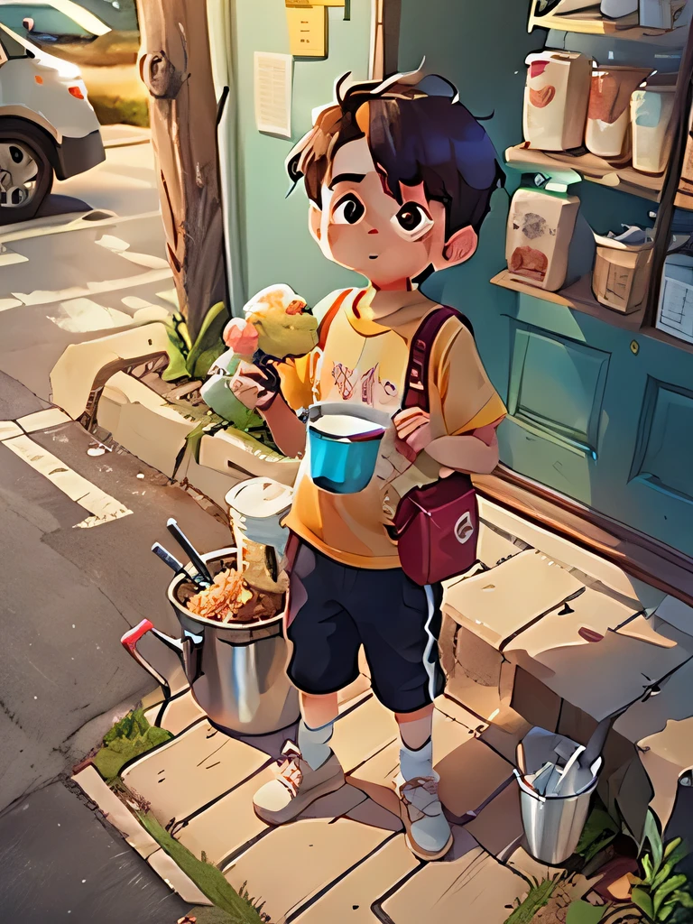 Soli said awkwardly。He had to place the ice cream bucket on the warm sidewalk,To get the repair tool。