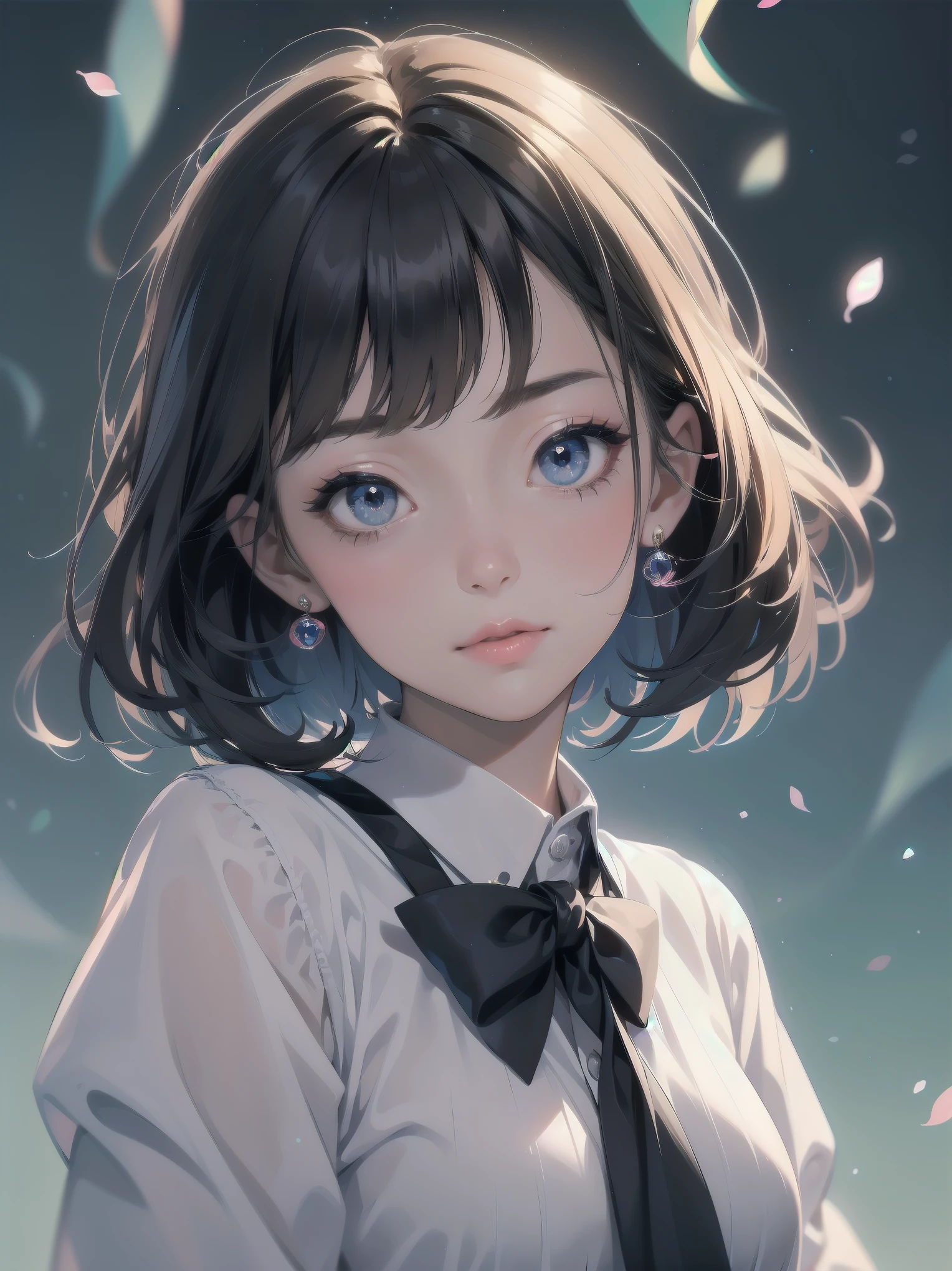 A five-year-old kawaii girl with a bob cut and rosy blush adorns her cheeks, sporting a pink kindergarten uniform adorned with large vertical dark blue stripes. The camera, directed by the masterful Spielberg, captures her dynamic pose from an unconventional angle, as if frozen in time. Audrey Hepburn's guidance imbues the subject with innocent charm, as she gazes directly at the viewer with an air of playful mischief