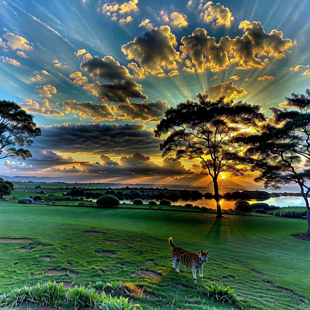 lawn, sun, cloud, dawn, breeze, no animal, plateau,