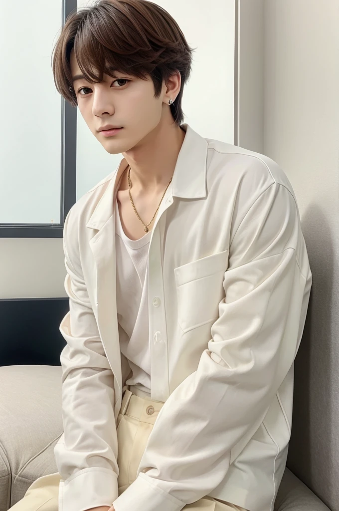 Jeon jungkook with a soft feminine look
