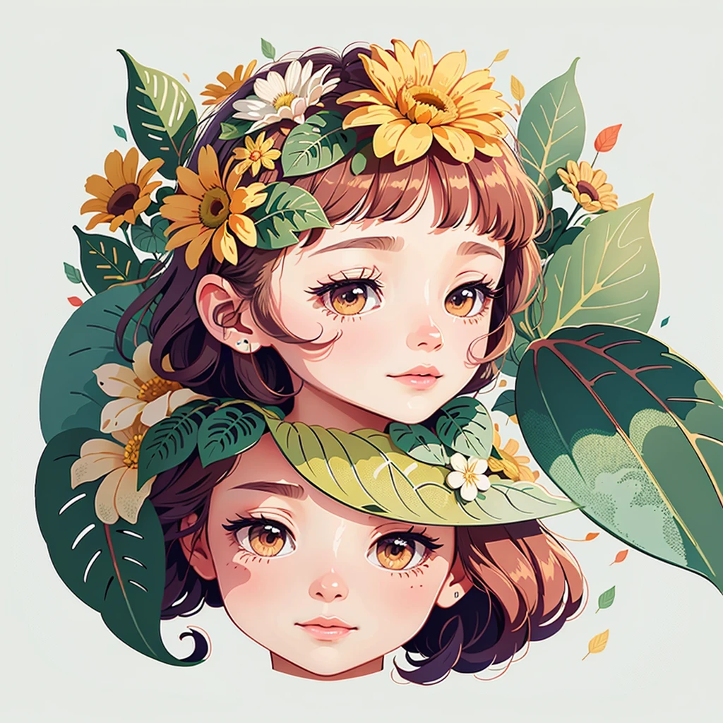 Piquer：Le soleil brille，fleurs en fleurs，papillonsdanser，It was as if the earth was crying out for the arrival of spring.。Mobile wallpaper illustration,Vue sur la nature, Illustration minimaliste, Illustration au trait, colourfull。composition circulaire，flat illustration。