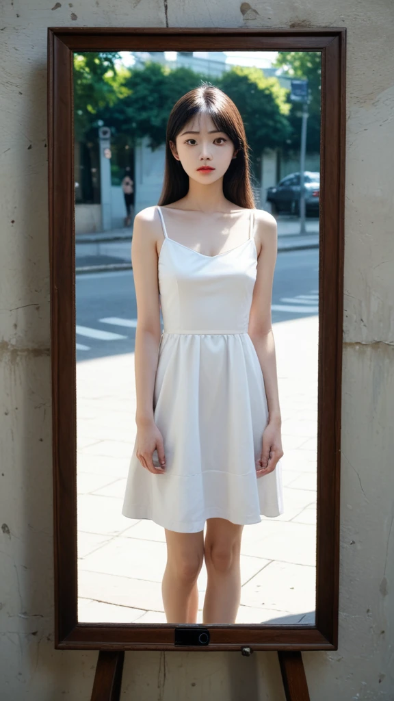 score_9,score_8_up,score_7_up,fine details in everything,KOREAN,KPOP,
portrait,(shadows:1.4),day,mirror shot picture,holding an iphone 14,girl,wearing a dress