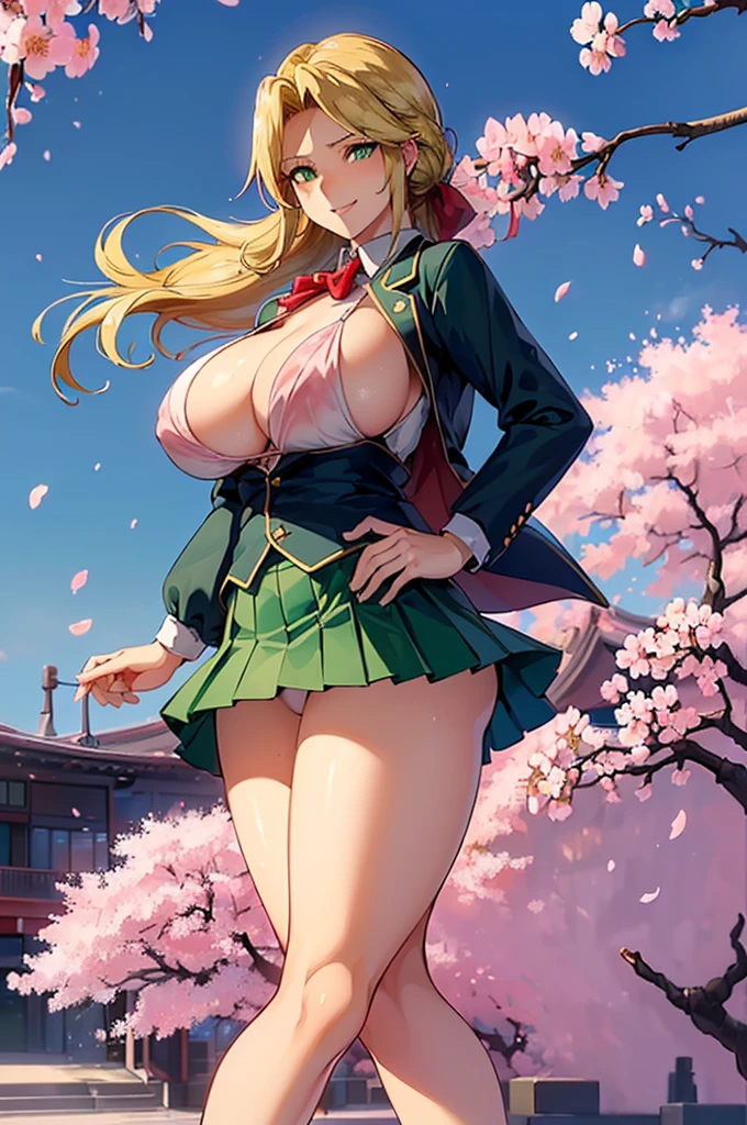 8k(A sloppy smile:1.5)
((woman,Huge boobs, (Huge breasts:1.3),(Are fat:1.3),とても唇が赤いHuge breastsを強調,Big Ass,Narrow waist,Long legs,Green Eyes立っている)) 8K((((Anime Style),(The facial expression is good:1.1))))8K(((((Anime Style)Green Eyes)))) 8K((Schoolyard))8K((Frontal cut))
8K((night))8K((Beauty))((学生blazer37歳学生服 緑のネクタイ, blazer, Pleated skirt))
8K(((((spring,cherry blossoms,The wind is blowing,Her skirt is flipped up,cherry blossomsが散っている:1.1)))))