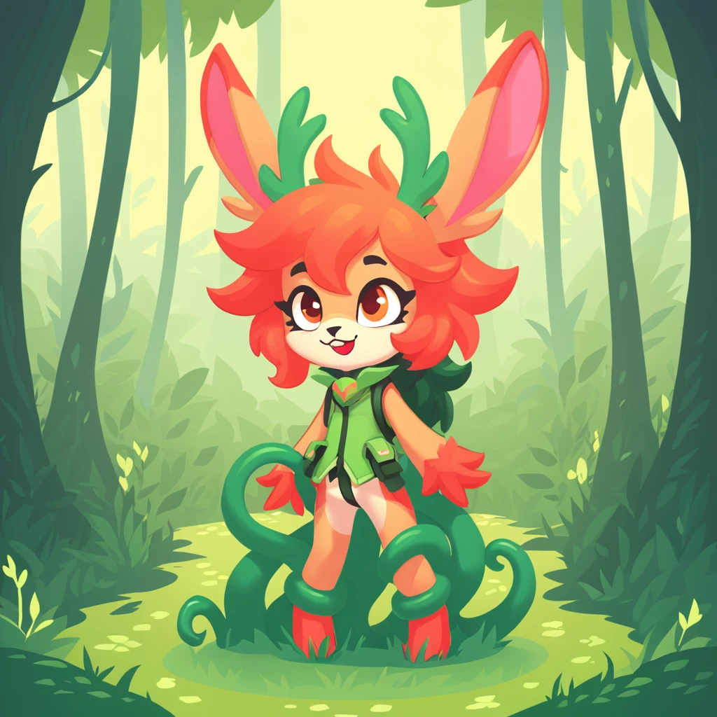 Forest Patroller in tentacle jackalope art style
