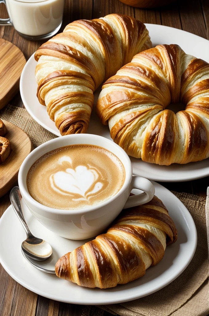 Coffee with milk Croissants