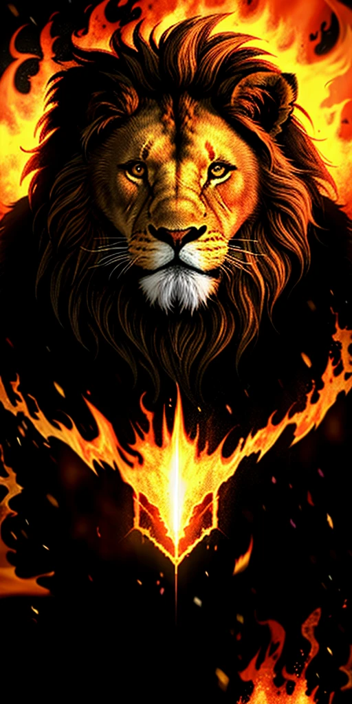 monstrous lion, in burning hell, undoing 