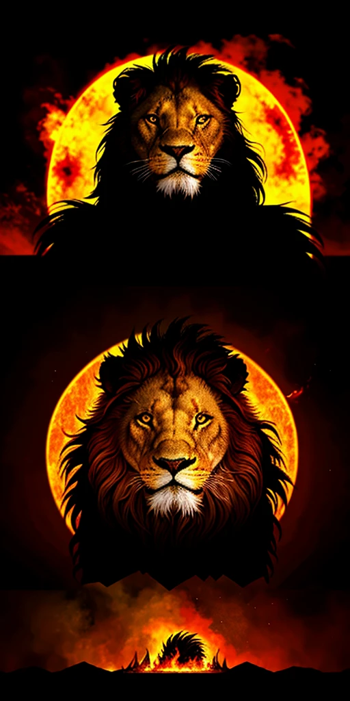 monstrous lion, in burning hell, undoing 